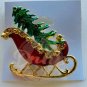 SANTA CHRISTMAS SLEIGH And Tree Holiday Pin Jeweled
