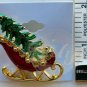 SANTA CHRISTMAS SLEIGH And Tree Holiday Pin Jeweled