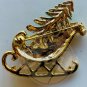 SANTA CHRISTMAS SLEIGH And Tree Holiday Pin Jeweled