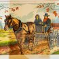 HORSE DRAWN CARRIAGE Gentle Folk Fabric Art 36x22 Print Made USA Vintage