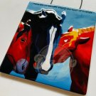 HORSES No Secrets Among Best Friends Wall Tile Embossed Glossy Front