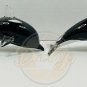DOLPHIN Glass Figurine Paper Weights Lot (2) Black White Clear