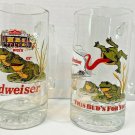 BUDWEISER FROGS TOADS Ad Campaign 10 Ounce Glass Mugs LOT (2) 1996 USA Vintage