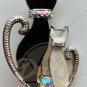 CATS Black White Collared Jeweled Heart Shaped Pin