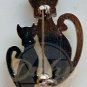 CATS Black White Collared Jeweled Heart Shaped Pin