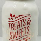 COOKIE CANDY JAR Holiday Treats Sweets Hallmark Glass White Lid Rubber Seal