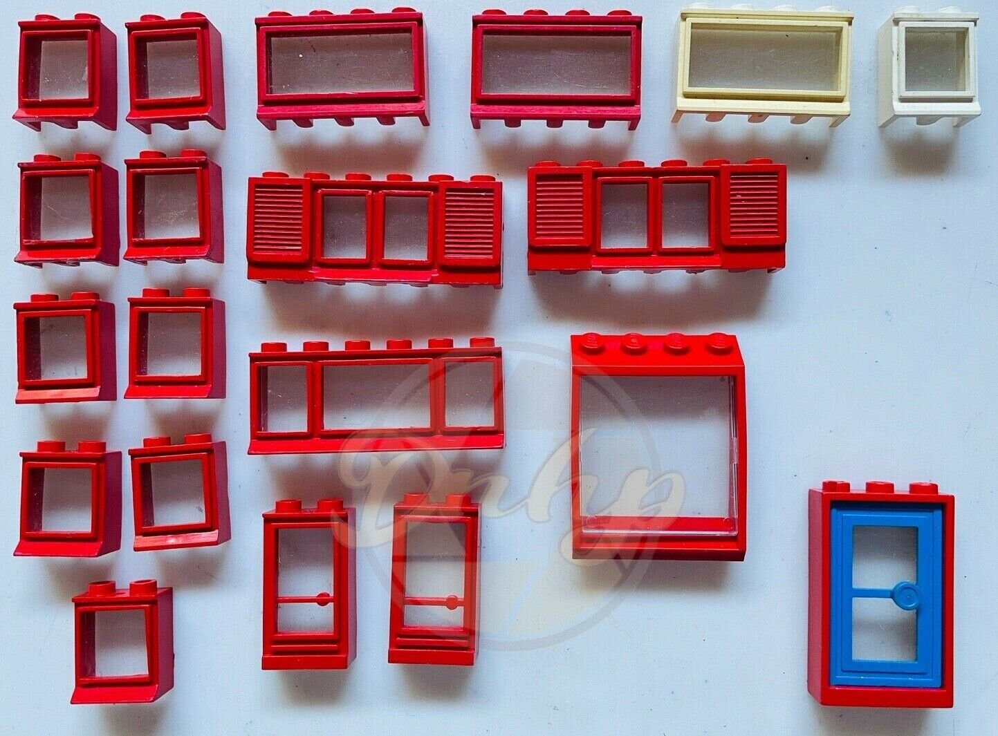 LEGO Windows Door LOT (20) Red White 1980s Vintage