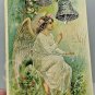 EASTER ANGEL Silver Outlined Postcard 1909 Post 1 Cent Stamp Made Germany