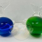 WHALE Glass Figurine Paper Weights Lot (2) Blue Green Clear