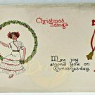 CHRISTMAS WREATH Embossed Postcard 1913 Postmark 1 Cent Stamp Made USA Vintage