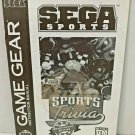 SPORTS TRIVIA CE Sega Game Gear Instruction Manual 1990s USA