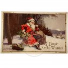 SANTA CLAUS Best Xmas Wishes Postcard USA Postmarked Vintage