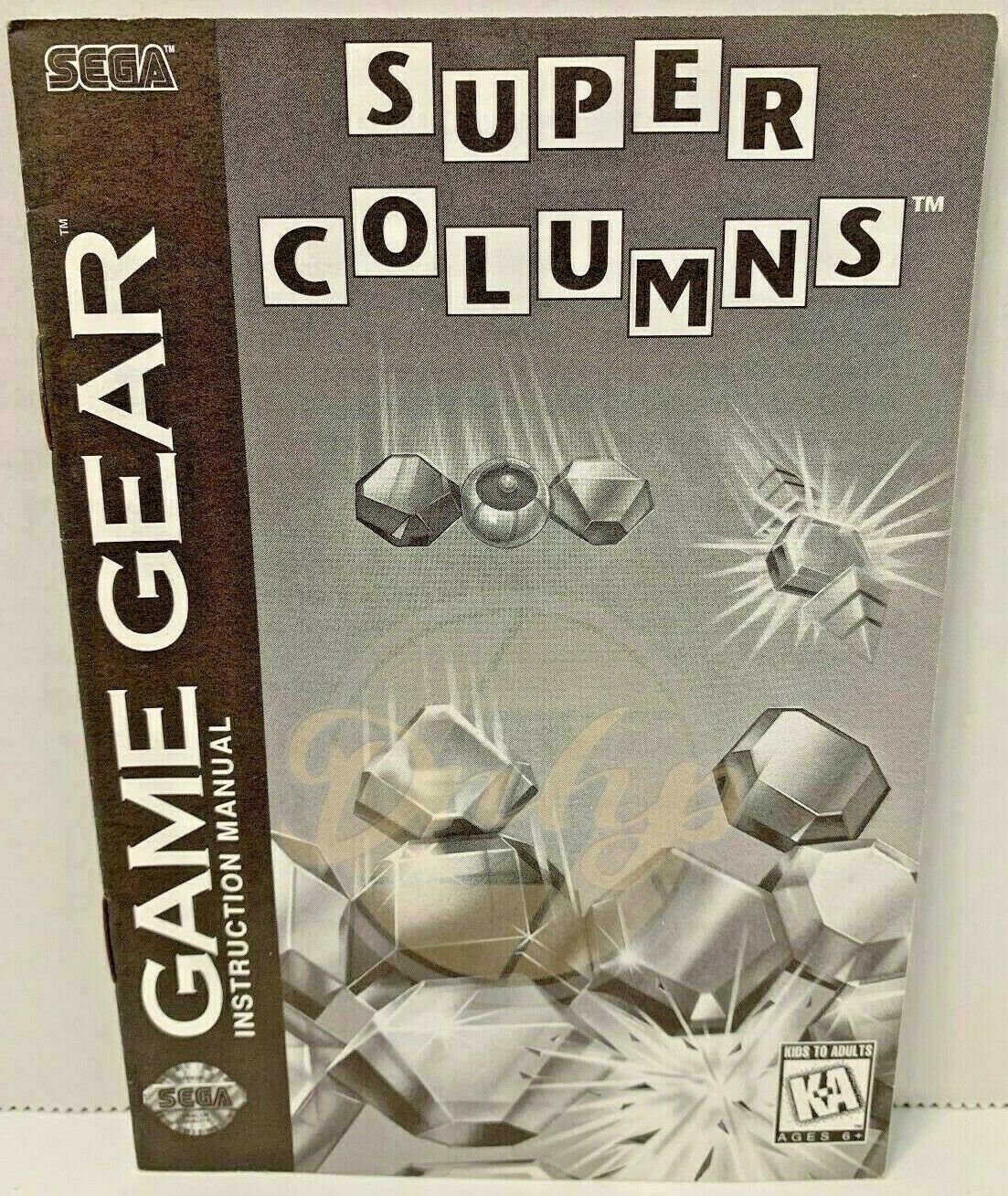 SUPER COLUMNS Sega Game Gear Instruction Manual 1990s USA