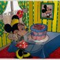 MINNIE MOUSE Happy Birthday Cake Foil Postcard No Postmark NOS England Vintage