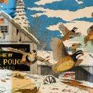 PARTRIDGE Covey On The Rise Fabric Art 36x22 Print USA Vintage