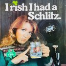 SCHLITZ I-rish Saint Patricks Day Girl 18x24 Poster 1980s USA Vintage