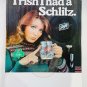 SCHLITZ I-rish Saint Patricks Day Girl 18x24 Poster 1980s USA Vintage