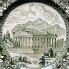 GREAT TEMPLE Ephesus Green White 9 Inch Plate WT Copeland Sons England Vintage