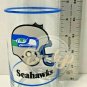 SEATTLE SEAHAWKS Mobil NFL Glass 8 oz Drinking Cup 1980s USA Vintage