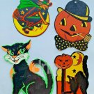 BEISTLE HALLOWEEN Black Cat Pumpkin Witch Die Cut Lot (4) Vintage Made USA