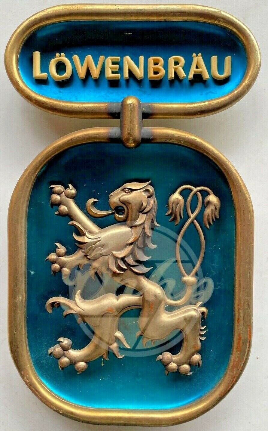 LOWENBRAU LION 3D Plastic Sign 12x20 1980s Made USA Vintage