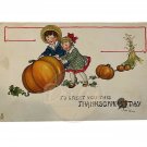 CHILDREN PUMPKIN PATCH Thanksgiving Postcard Vintage No Postmark England