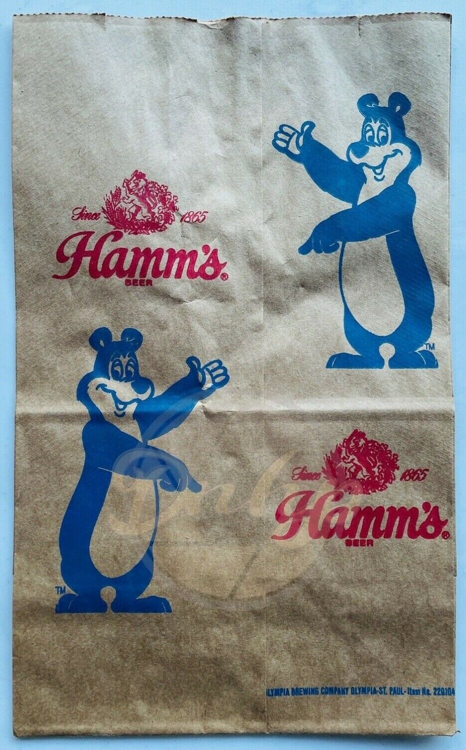 HAMMS BEAR Brown Paper Bag Princeton 1986 USA RARE Vintage