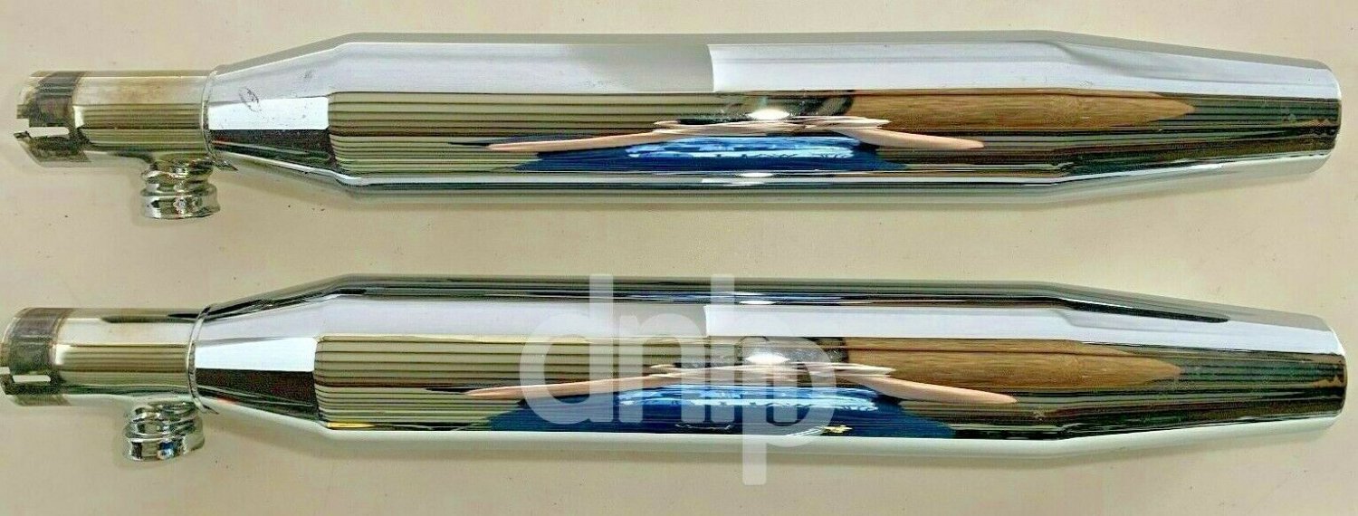 DRAG SPECIALTIES HARLEY-DAVIDSON (2) Chrome Muffler Exhaust Pipes 65413-00