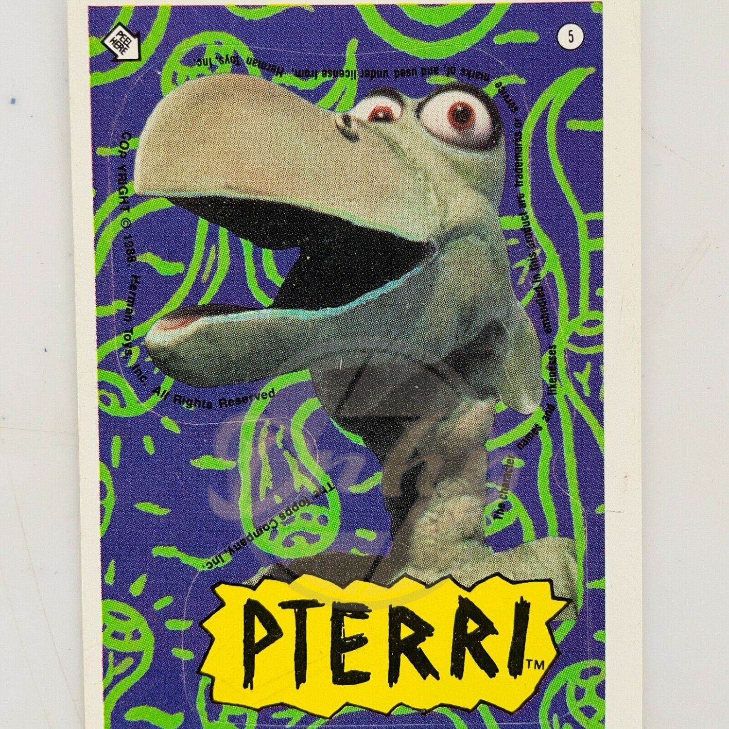 PTERRI Pee Wee Playhouse 5 Topps Company Sticker Trading Card USA 1988