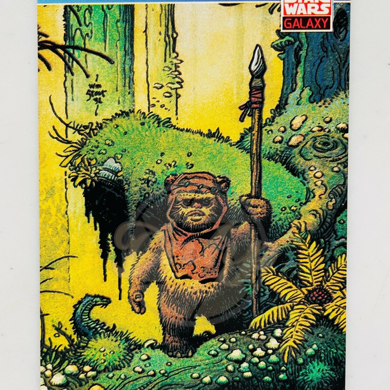 STAR WARS GALAXY Wicket Ewok William Stout 129 Topps Trading Card USA 1993