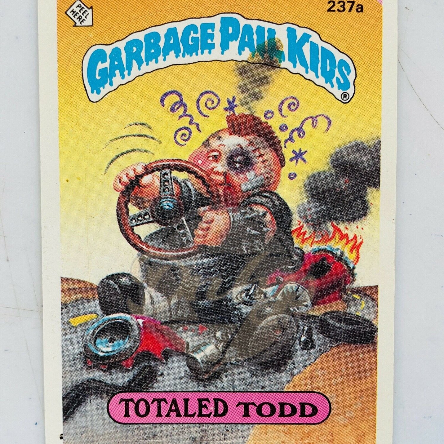 TOTALED TODD Garbage Pail Kids 237A Topps Sticker Trading Card USA 1986