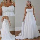 Plus Size Beach Wedding Dresses Corset Back Spaghetti Straps Crystals Chiffon Fl