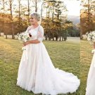 Elegant Women Wedding Dress Plus Size V-Neck Long Sleeve Court Train Princess La