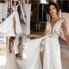 2 Pieces Removable Skirt Wedding Dresses White Lace Cap Sleeve Beaded Lace A Lin