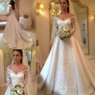 Vestido de Noiva Lace Wedding Dresses with Long Sleeves Off Shoulder Lace Appliq