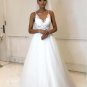 White Lace Appliqued Tulle Spaghetti Bohemian Wedding Dress 2022 A-line Open Bac