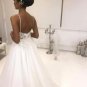 White Lace Appliqued Tulle Spaghetti Bohemian Wedding Dress 2022 A-line Open Bac