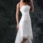 Beach High Low Full Lace A Line Wedding Dresses Strapless Appliques Short Formal