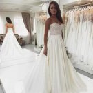 Strapless Beach A Line Wedding Dresses Sexy Lace Court Train Plus Size Bridal Go