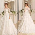 Long Sleeve Vintage Lace Off the Shoulder Wedding Dresses with Beads A Line Cour