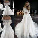 Elegant Off Shoulder Bling Sequined Beading A Line Wedding Dresses illusion Lace