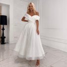 White Wedding Dress Beach Boho Off The Shoulder Princess Bridal Dress Glitter