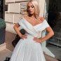 White Wedding Dress Beach Boho Off The Shoulder Princess Bridal Dress Glitter