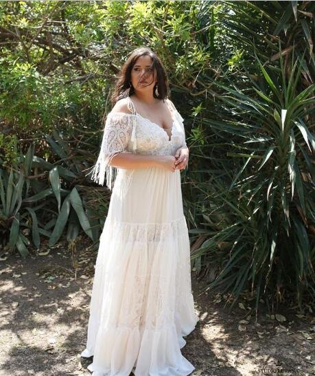 Lace Plus Size Beach Wedding Dresses Off The Shoulder Bridal Gowns