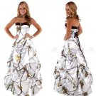 White Camo Wedding Dresses Draped Skirt Satin Bridal Gowns Bridal Gowns