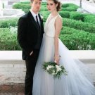 White Strapless Ball Gown Purple Butterfly Wedding Dresses Bridal Gowns