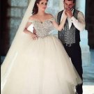 Luxury Pearls Beaded Wedding Dresses with Back Corset Bridal Gowns