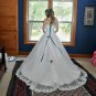 Spectacular One Shoulder Gothic Wedding Dresses in White and Teal Organza Lace Bridal Gowns