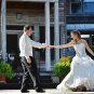 Spectacular One Shoulder Gothic Wedding Dresses in White and Teal Organza Lace Bridal Gowns