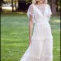 Romantic Bohemian Wedding Dresses With Short Sleeves Lace Bridal Gowns